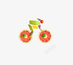 水果拼图自行车素材