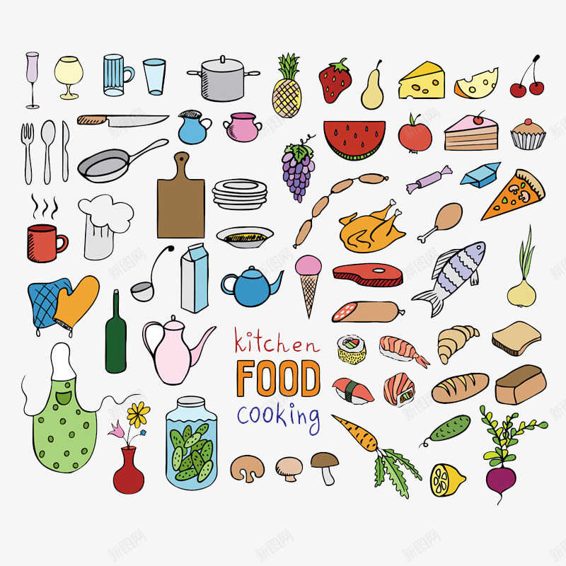 卡通图案png免抠素材_88icon https://88icon.com 卡通 厨房用品 食物