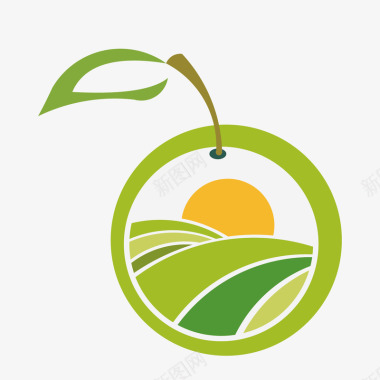 绿色农场生态水果图标图标