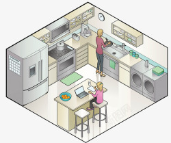 洗衣做饭厨房格局高清图片