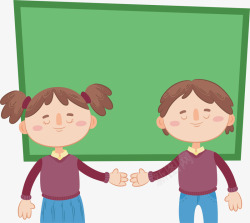 两个穿校服的孩子素材