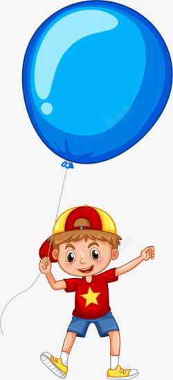 儿童节牵着气球的男孩素材