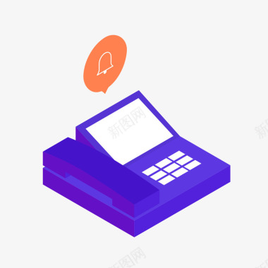 紫色立体对话框紫色立体电话卡通图标矢量图图标