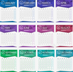 彩色低多边形2017年日历矢量图素材