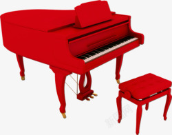 红色钢琴素材