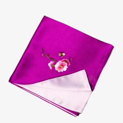 紫色绣花方巾手绢素材