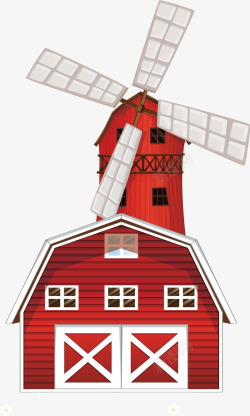 可爱红色农场风车矢量图素材