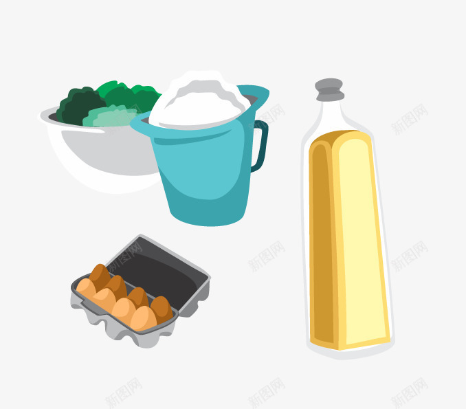 厨房食材用品png免抠素材_88icon https://88icon.com 免费png素材 手绘 油 米饭 菜 食材 鸡蛋