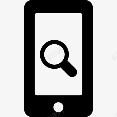 放大镜的手机屏幕上的搜索界面符号图标图标