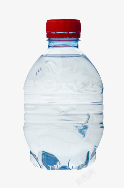 透明解渴带图案红色盖子的塑料瓶素材