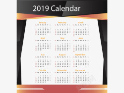黑色边框2019年日历矢量图素材