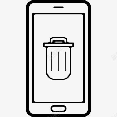 回收站带有屏幕上的垃圾标志的手机图标图标