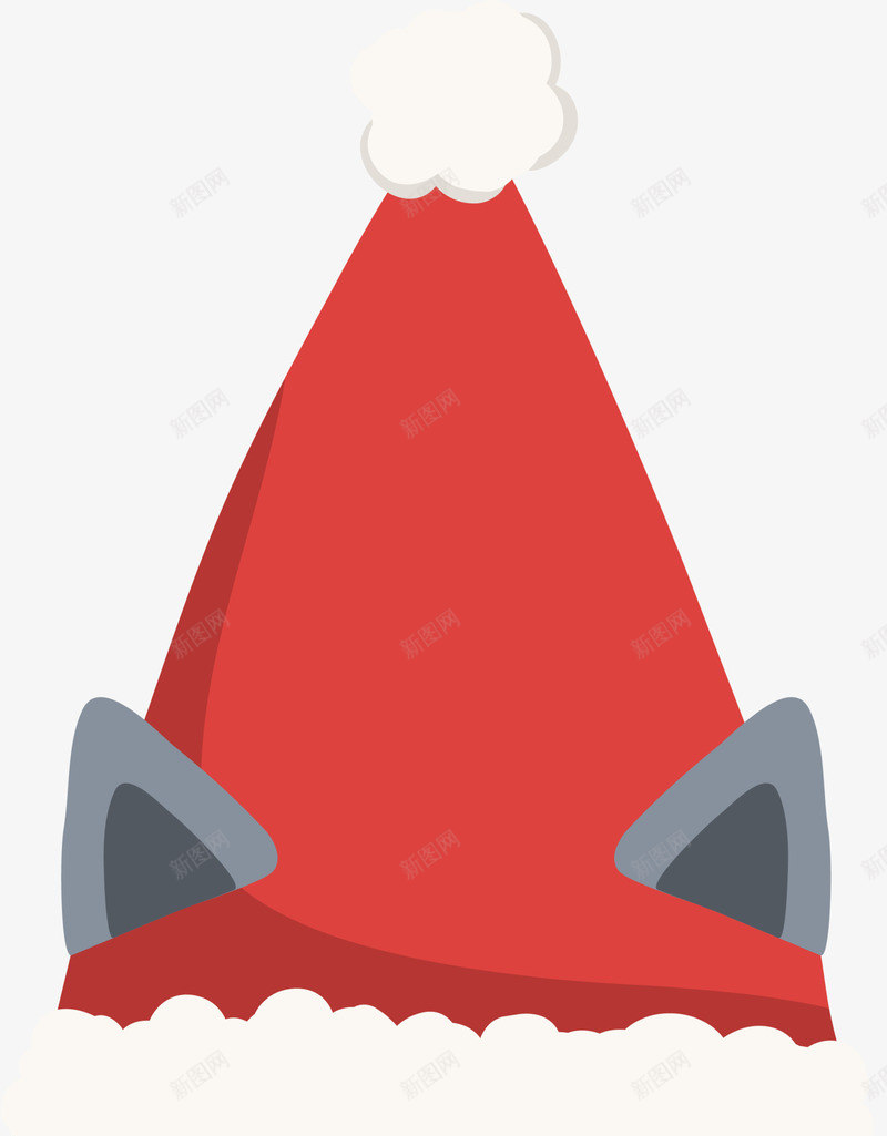 圣诞节红色圣诞帽png免抠素材_88icon https://88icon.com 动物圣诞帽 圣诞节帽子 灰色耳朵 童趣 红色圣诞帽 红色帽子