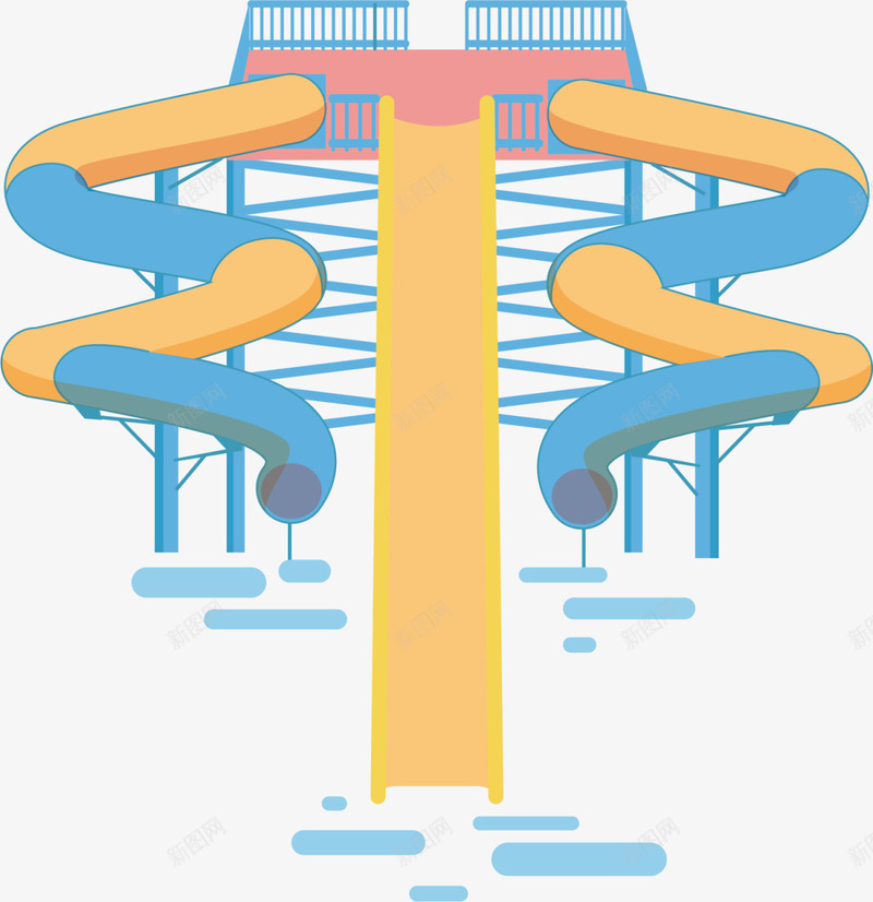 黄色立体水上乐园png免抠素材_88icon https://88icon.com 6月1号 儿童节 六一节 水上乐园 水上滑梯 滑滑梯 玩耍 童趣