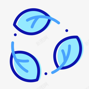 纹理蓝色手绘弯曲节能树叶元素矢量图图标图标