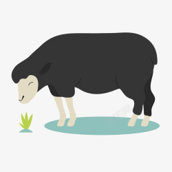 卡通吃草的羊动物矢量图素材