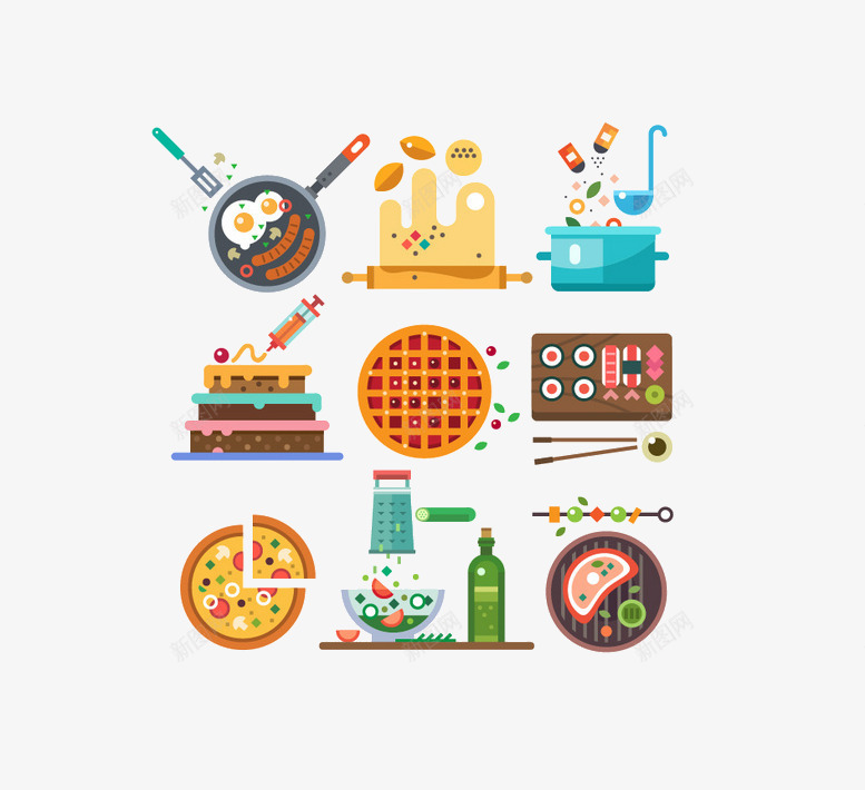 厨房用品png免抠素材_88icon https://88icon.com 卡通 厨房用品 披萨 食物