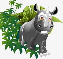 复杂图案的犀牛绿色卡通犀牛高清图片