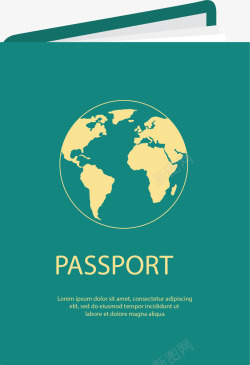 绿色出国旅游护照矢量图素材