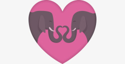 粉红色爱心情侣大象矢量图素材