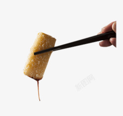 筷子夹脆皮马蹄糕素材