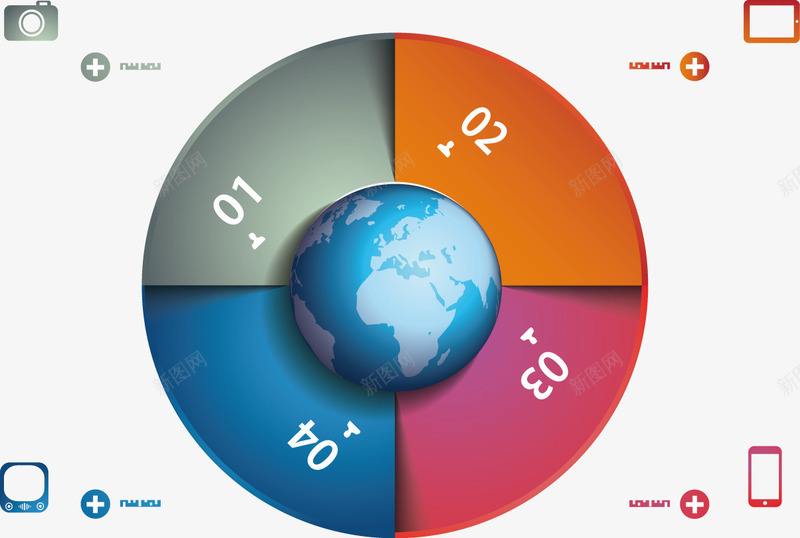 创意圆形四分数字目录图矢量图ai免抠素材_88icon https://88icon.com 圆形 地球 数字 目录 矢量图