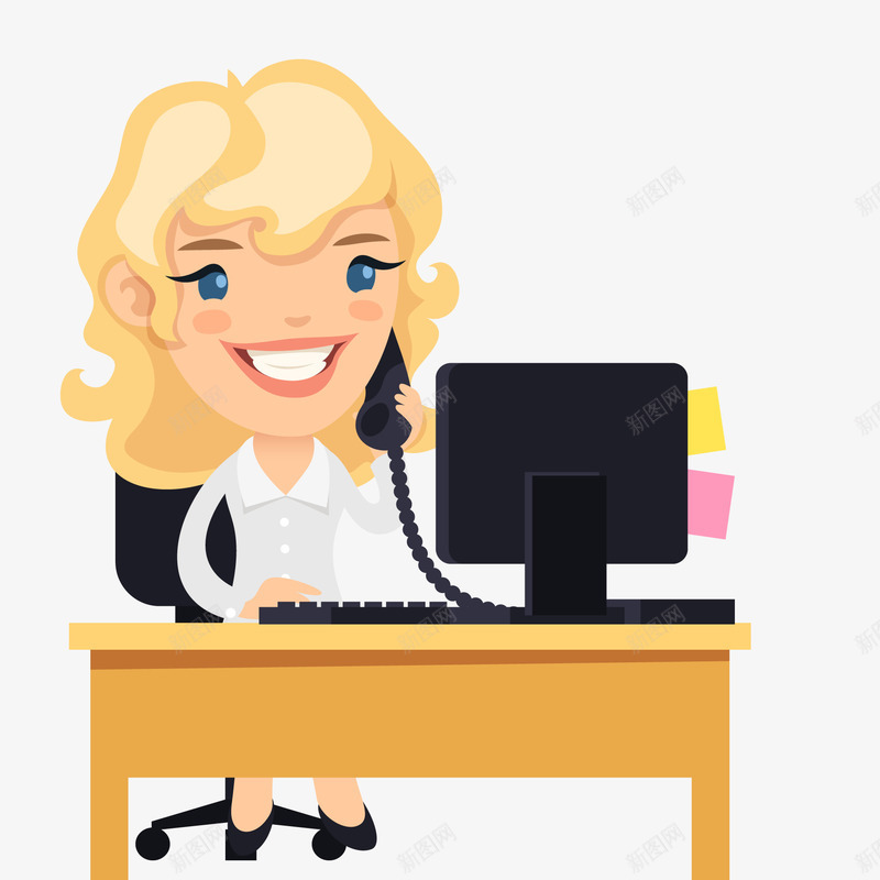 打电话的商务人士矢量图ai免抠素材_88icon https://88icon.com 卡通人物 商务人士 图案 微笑 打电话 矢量图 笑容