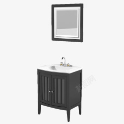 一套黑色方形纯色卫浴柜子素材