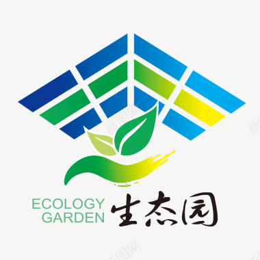 破旧立体建筑生态园渐变logo图标图标