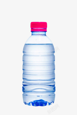 透明解渴红色瓶子盖的塑料瓶饮用素材