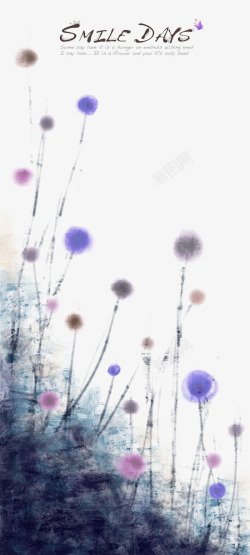 水墨紫色梦幻花朵背景素材