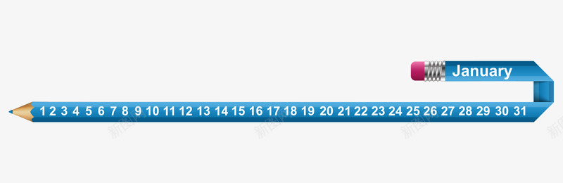 蓝色铅笔2018年一月日历矢量图ai免抠素材_88icon https://88icon.com 2018年一月 2018日历 一月日历 蓝色 铅笔 铅笔日历 矢量图