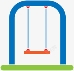 蓝色扁平玩具秋千素材