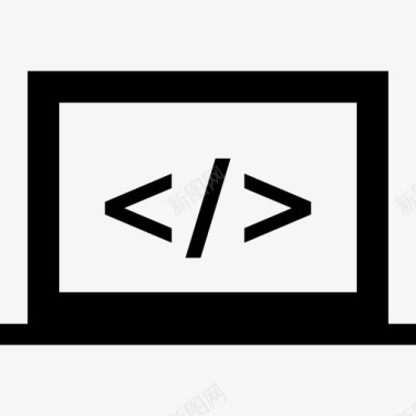 笔记本电脑屏幕上的代码符号图标图标