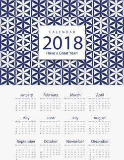 青花瓷花纹日历素材