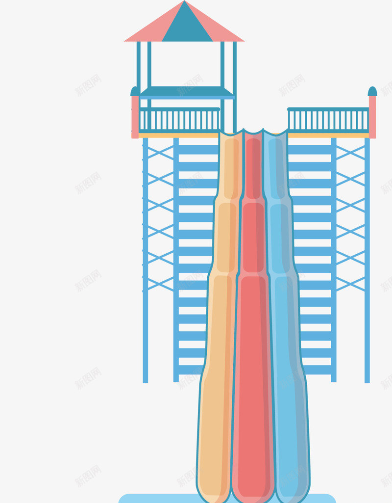 蓝色立体水上滑滑梯png免抠素材_88icon https://88icon.com 6月1号 儿童节 六一节 水上乐园 水上滑滑梯 玩耍 童趣
