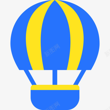 气球蓝色手绘弯曲弧度热气球元素矢量图图标图标