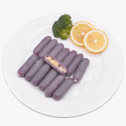 盘子里的紫薯年糕素材