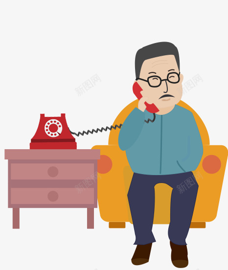 打电话png免抠素材_88icon https://88icon.com 人物 卡通人物 打电话 插画