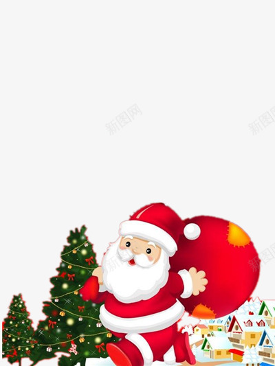 圣诞老爷爷png免抠素材_88icon https://88icon.com 包裹 圣诞树 圣诞节专用 红色 绿色