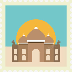 卡通旅游城市邮票阿拉伯矢量图素材