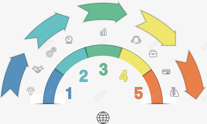 创意半圆形箭头图png免抠素材_88icon https://88icon.com 数字 目录 箭头 连续