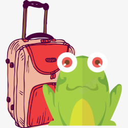 彩色旅行箱创意旅行青蛙素材