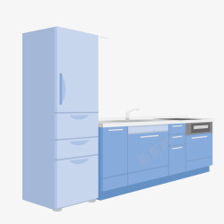 蓝色冰箱蓝色冰箱厨房矢量图高清图片