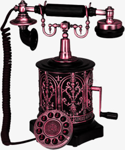 手摇电话黑红色古董手摇转盘电话高清图片