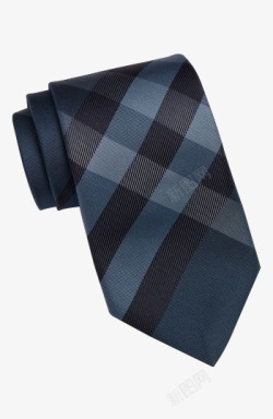 深色蓝色格子商务领带素材