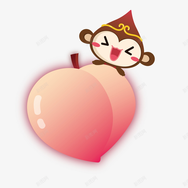 猴子和桃子矢量图eps免抠素材_88icon https://88icon.com 卡通 桃子 猴子 矢量图