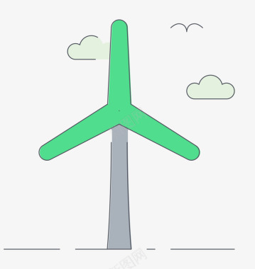 卡通绿色能源风力发电图标图标