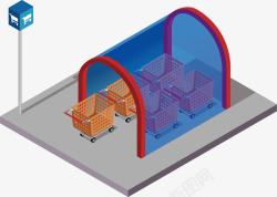 棚里的购物车矢量图素材