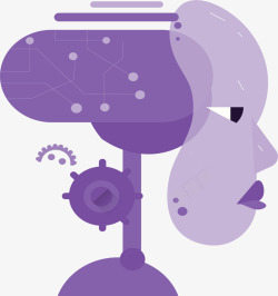 紫色科技人工大脑矢量图素材